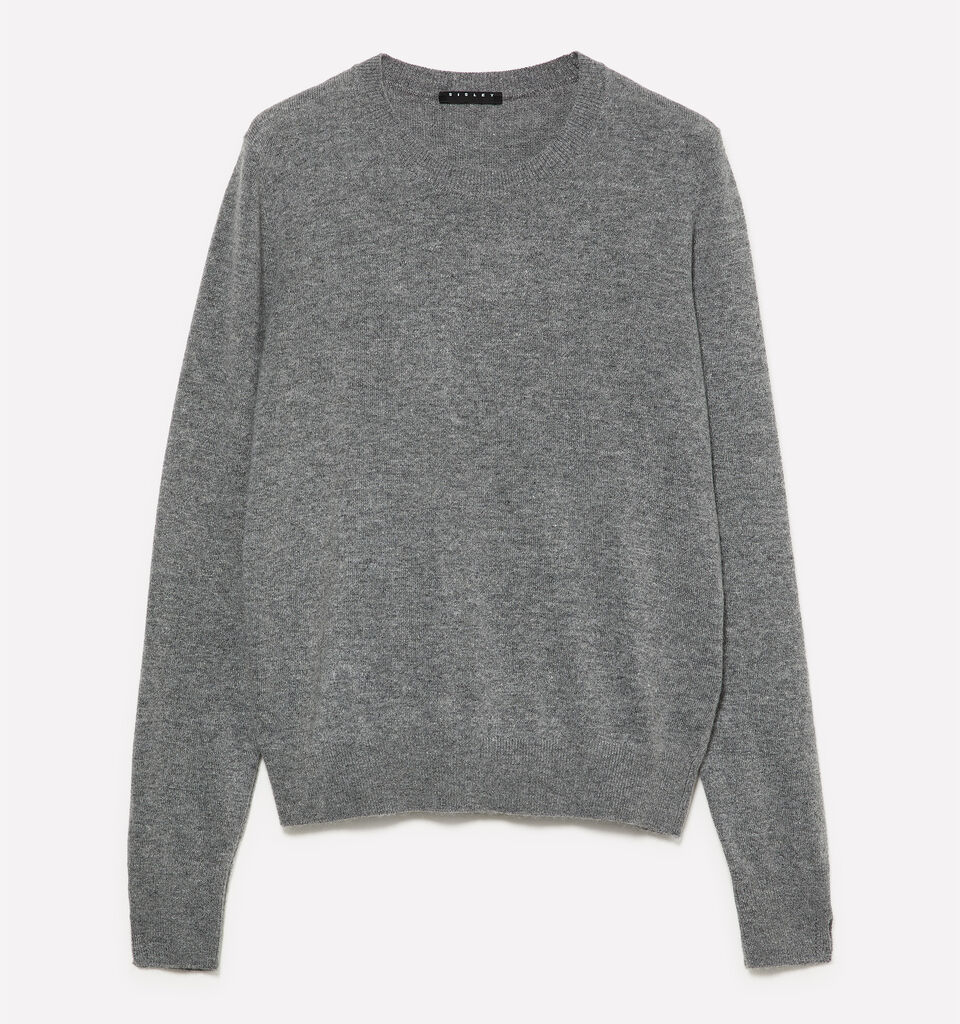 Dunkelgrau melierter Rundhalspullover - rundhalspullover für damen - Grau | Sisley image number 1